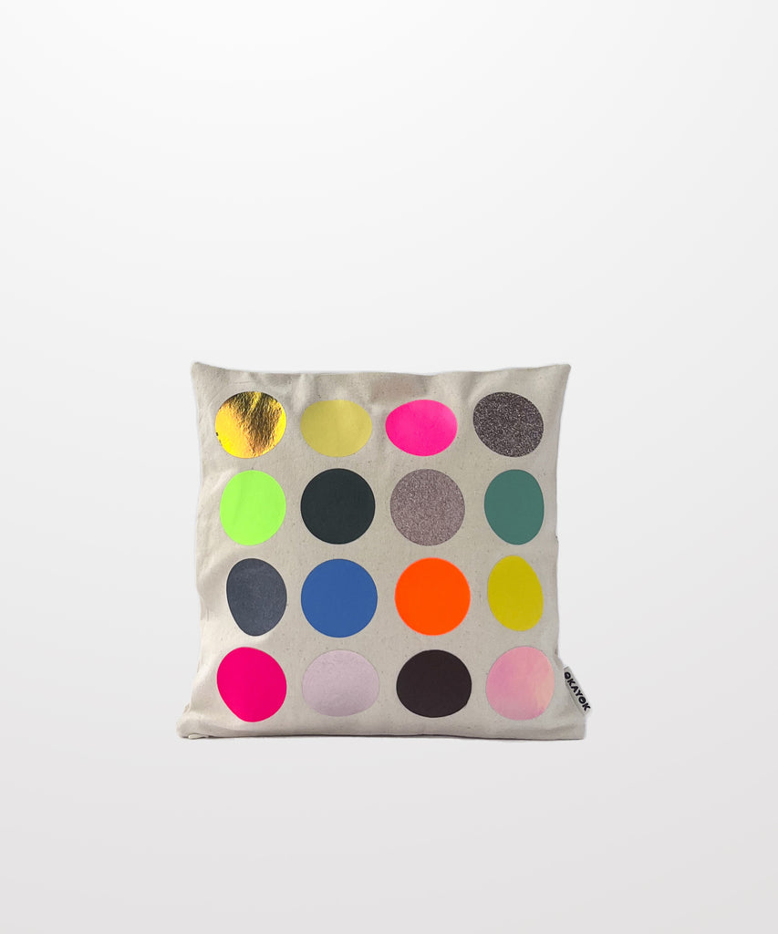 colourful polka dot graphic natural cotton canvas mini pillow