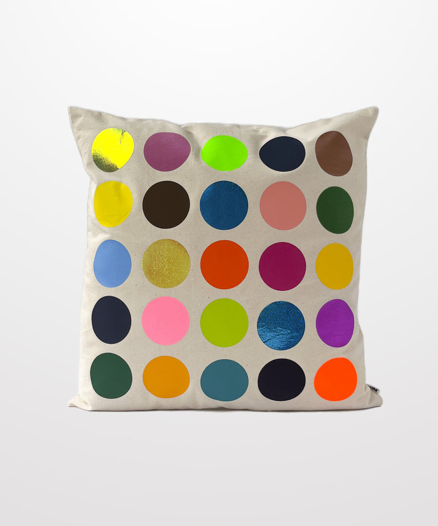 primary multi polka dot graphic natural cotton canvas pillow