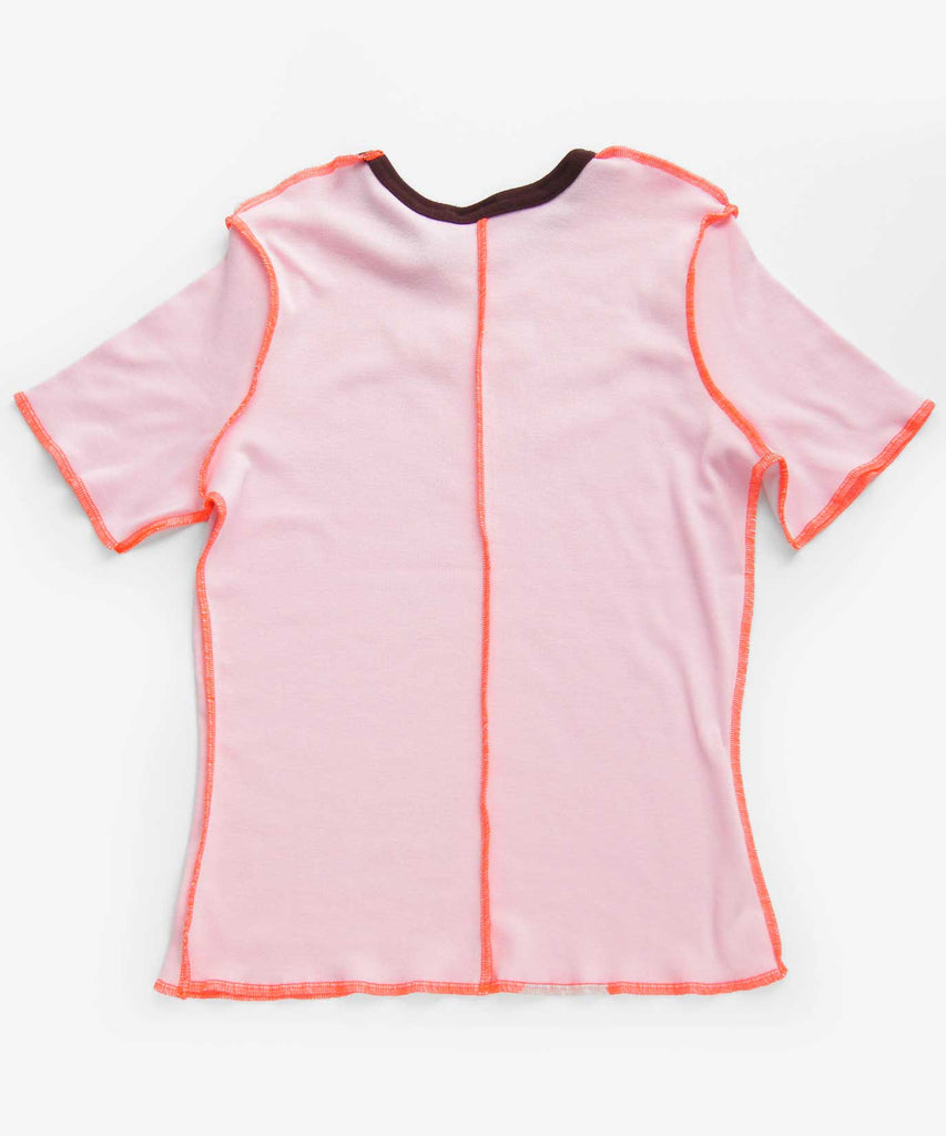 cotton rib cute top t-shirt baby pink