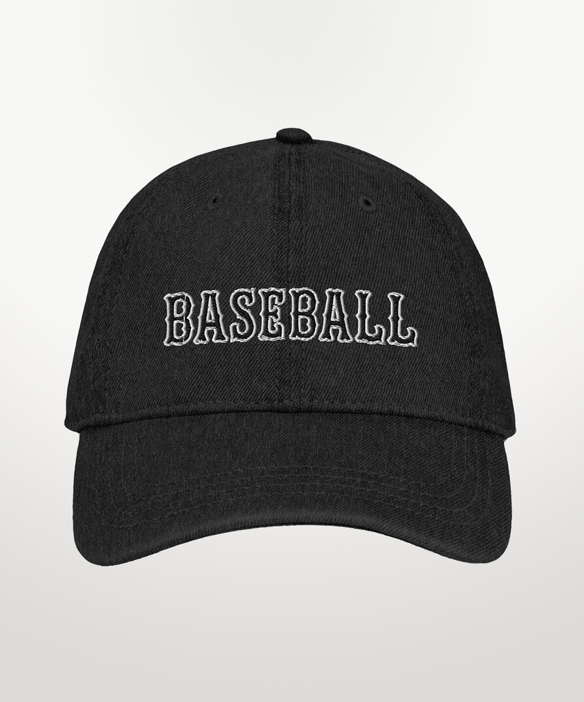 cotton denim embroidered baseball hat black