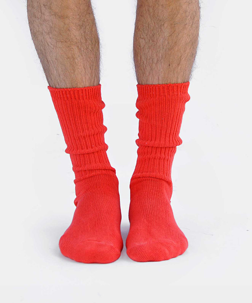dyed cotton socks bright red