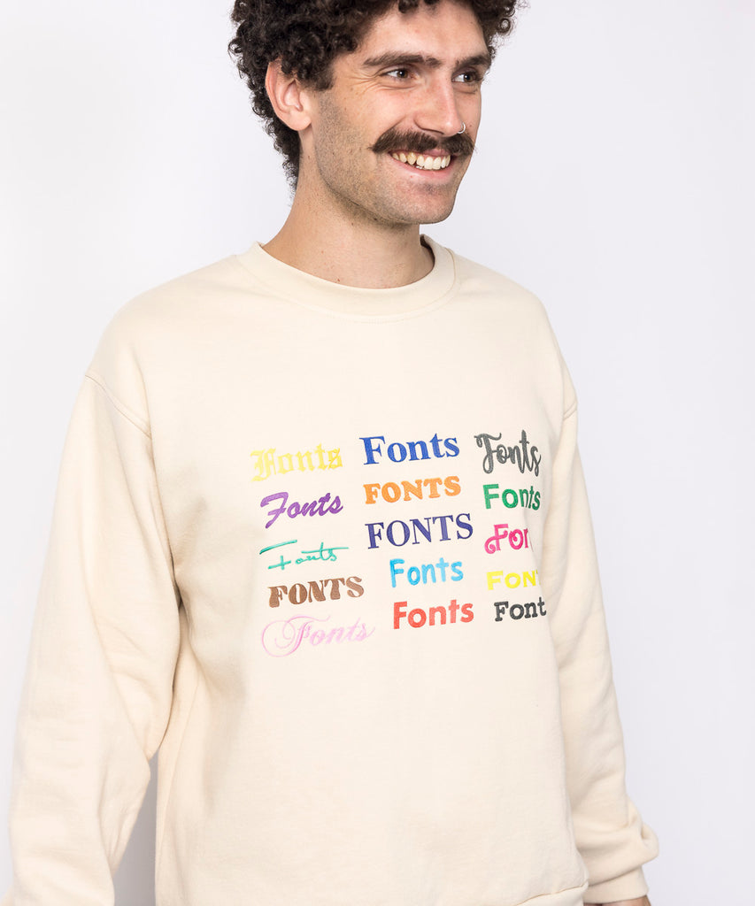 unisex cotton fleece sweatshirt fonts graphic