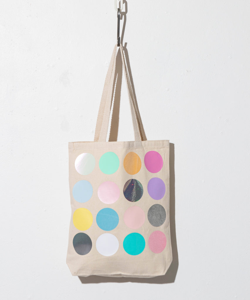 Polka dot cotton canvas tote bag natural