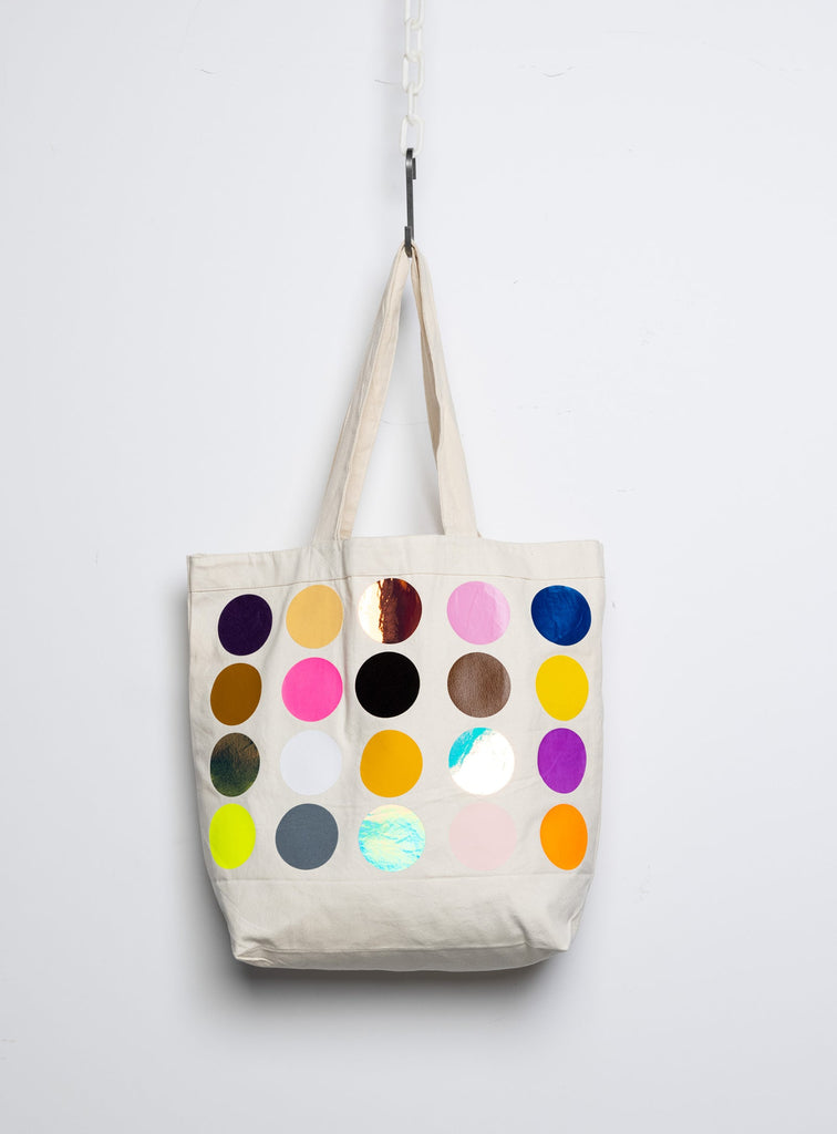 natural xl colourful polka dot graphic tote bag