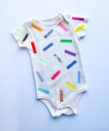 organic cotton baby onesie confetti print natural