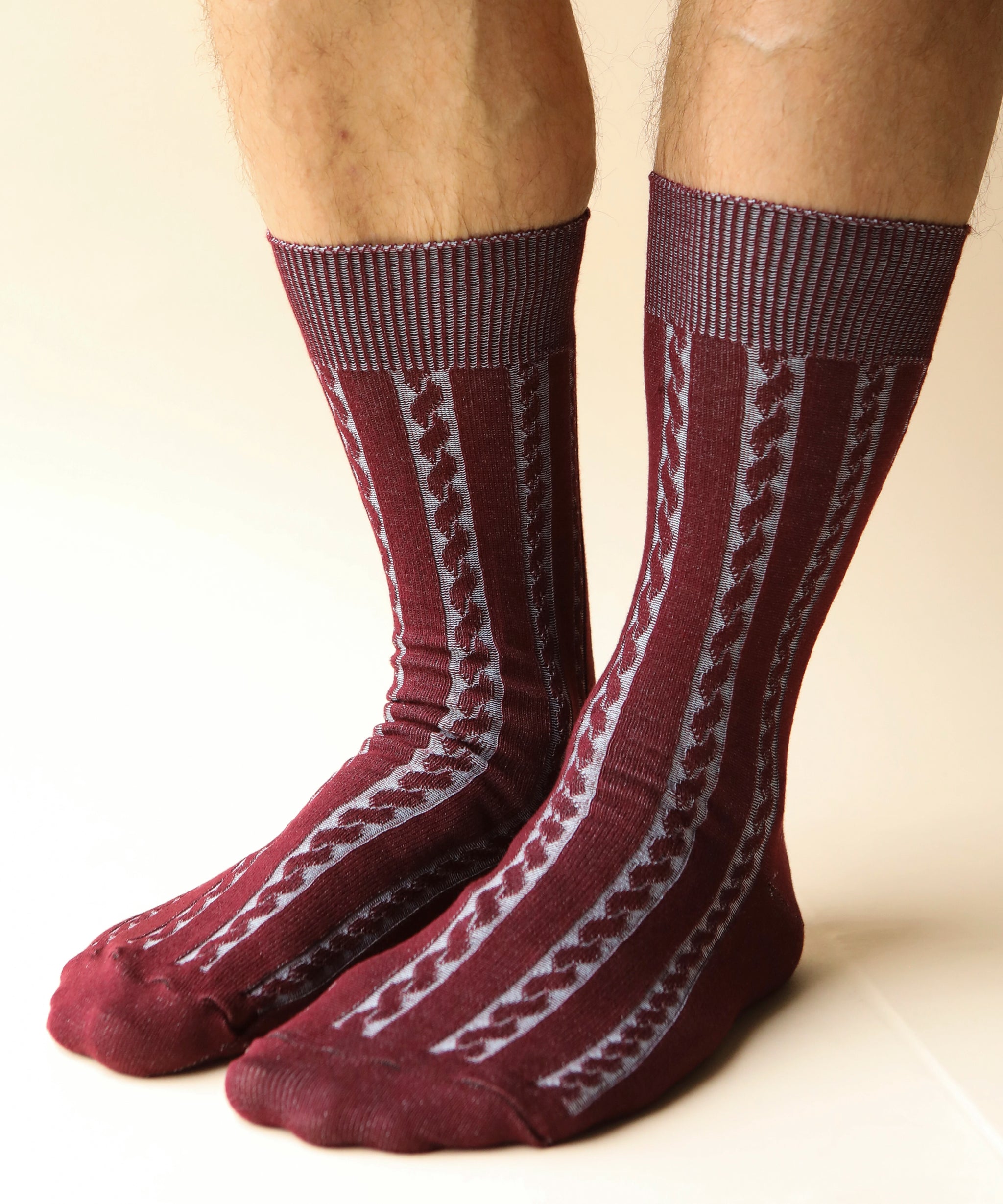 Cable Cotton Dress Socks in Rococo | Made in Canada OKAYOK Cable Cotton Dress Socks in Rococo | Made in Canada OKAYOK