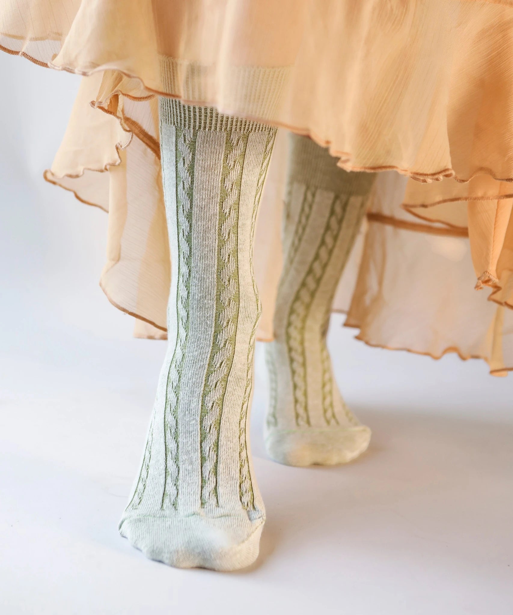 Cable Cotton Dress Socks in Thyme | Made in Canada  OKAYOK