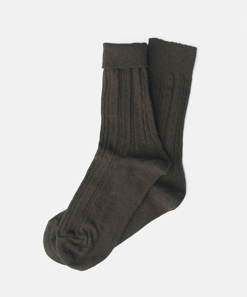 cable knit cotton dress socks darkest brown
