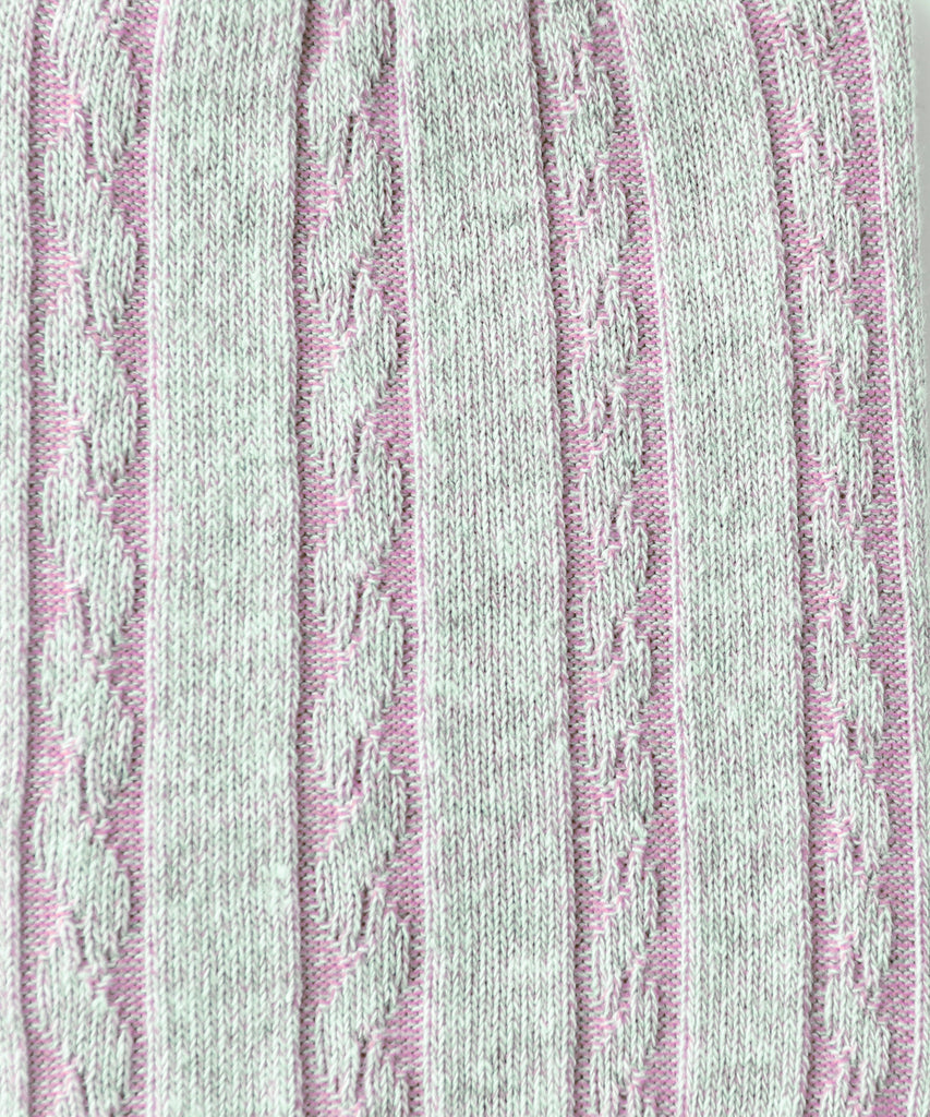 Textured fabric with pink and gray vertical stripes on a white background