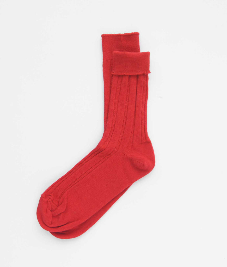 cotton cable knit dress socks fire red