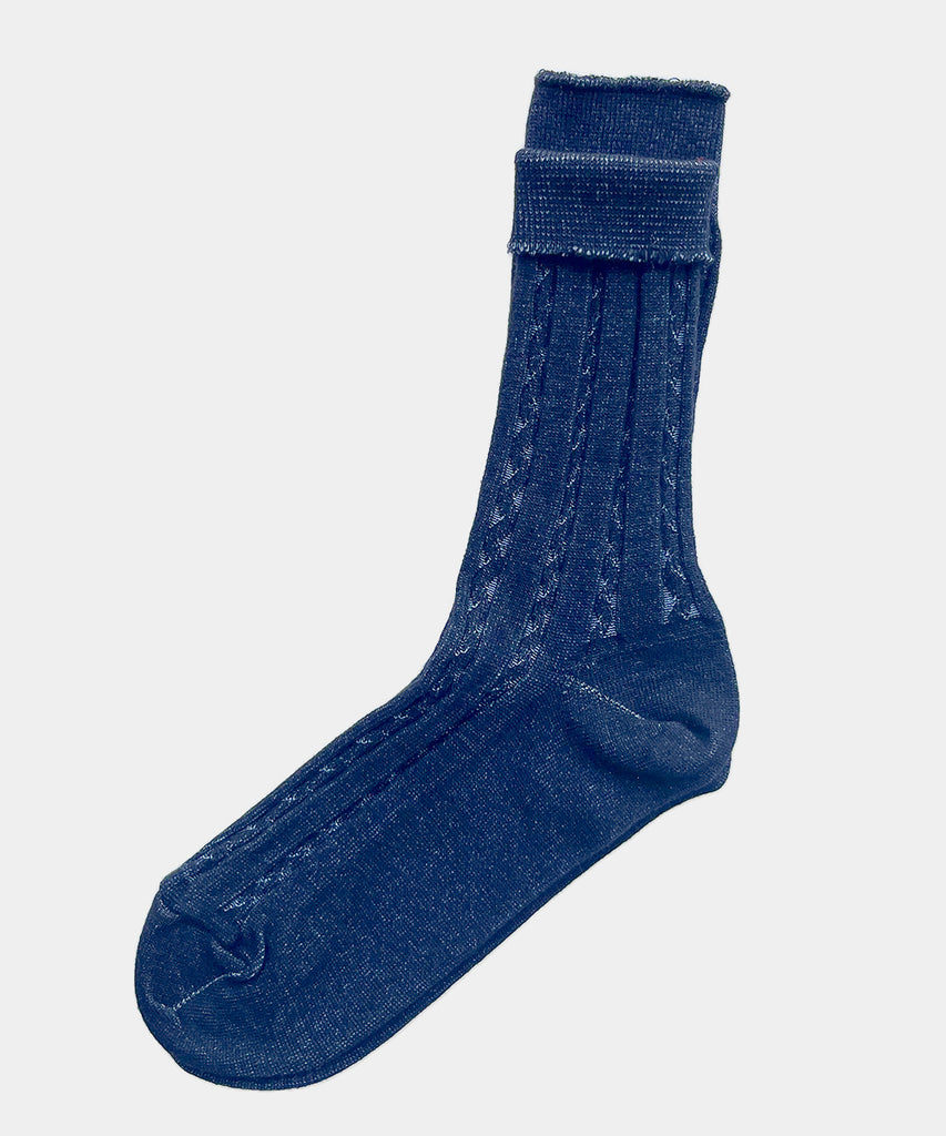 cotton cable knit dress socks navy