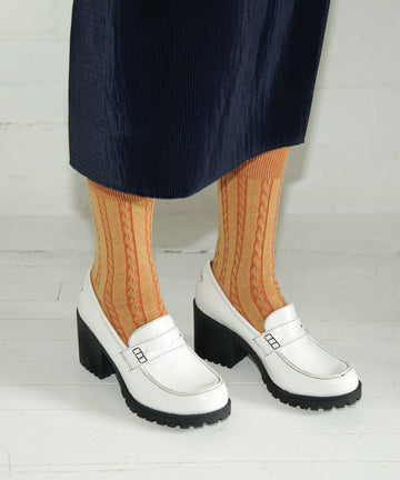 cable knit cotton dress socks pumpkin spice orange
