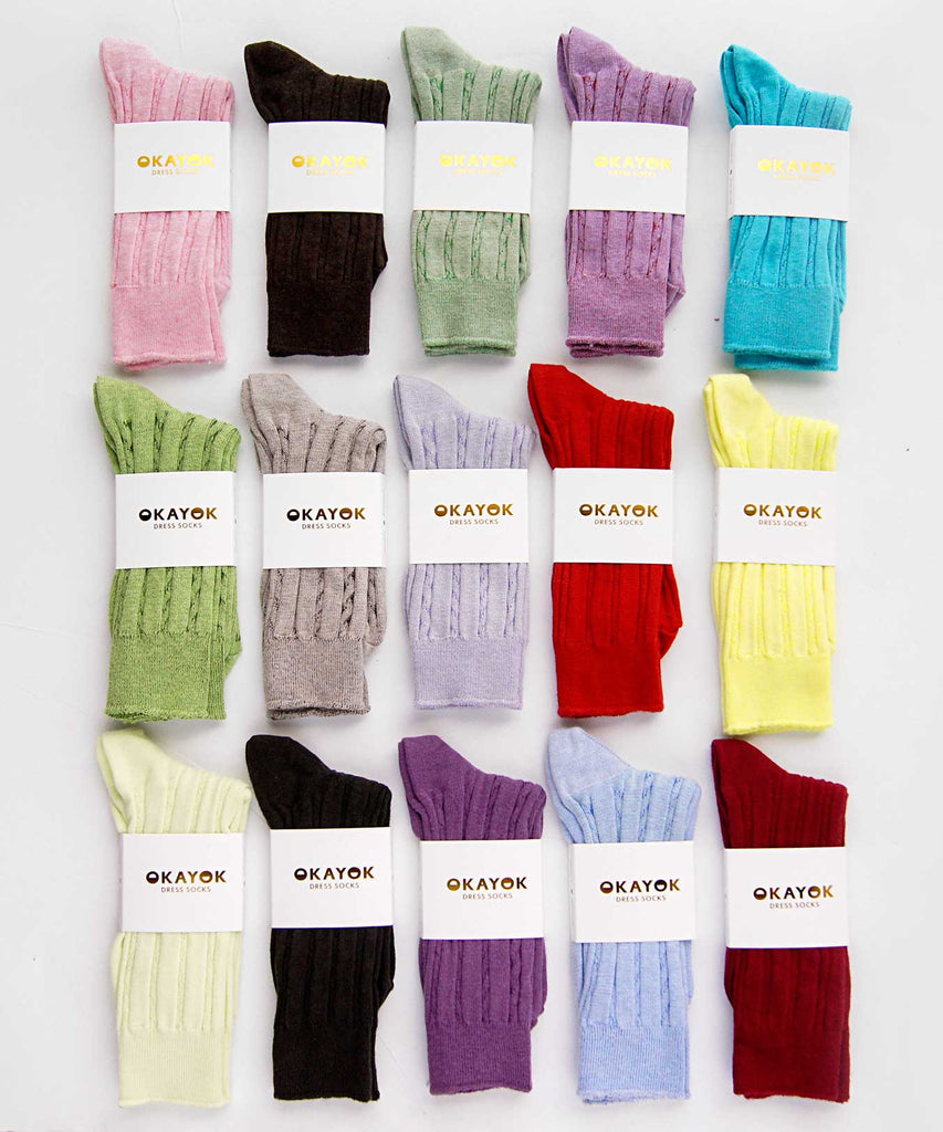 cotton cable knit dress socks group