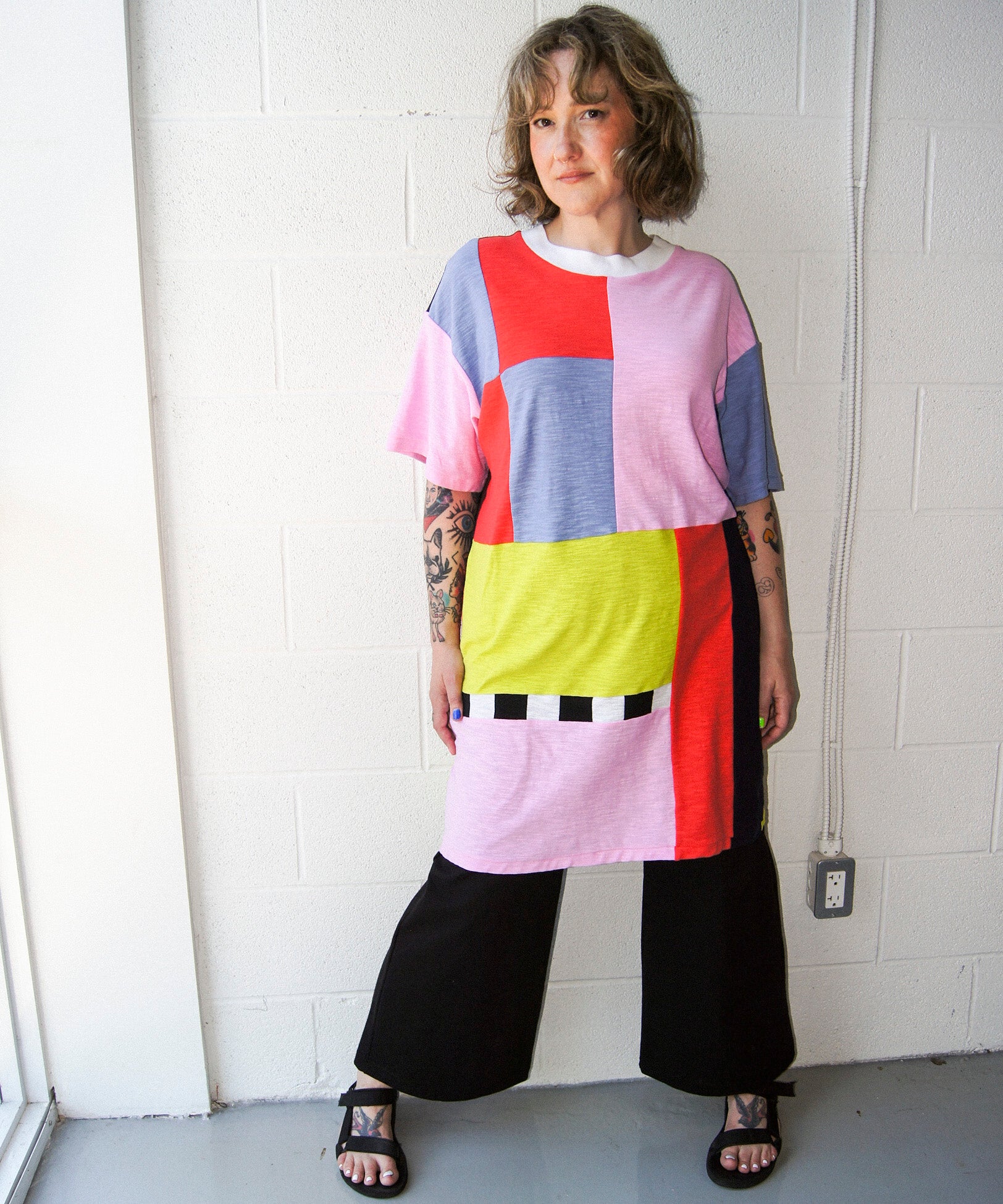 Colour Block T Shirt Dress OKAYOK