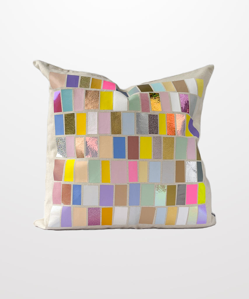 pastel vinyl off-cut natural cotton canvas pillow