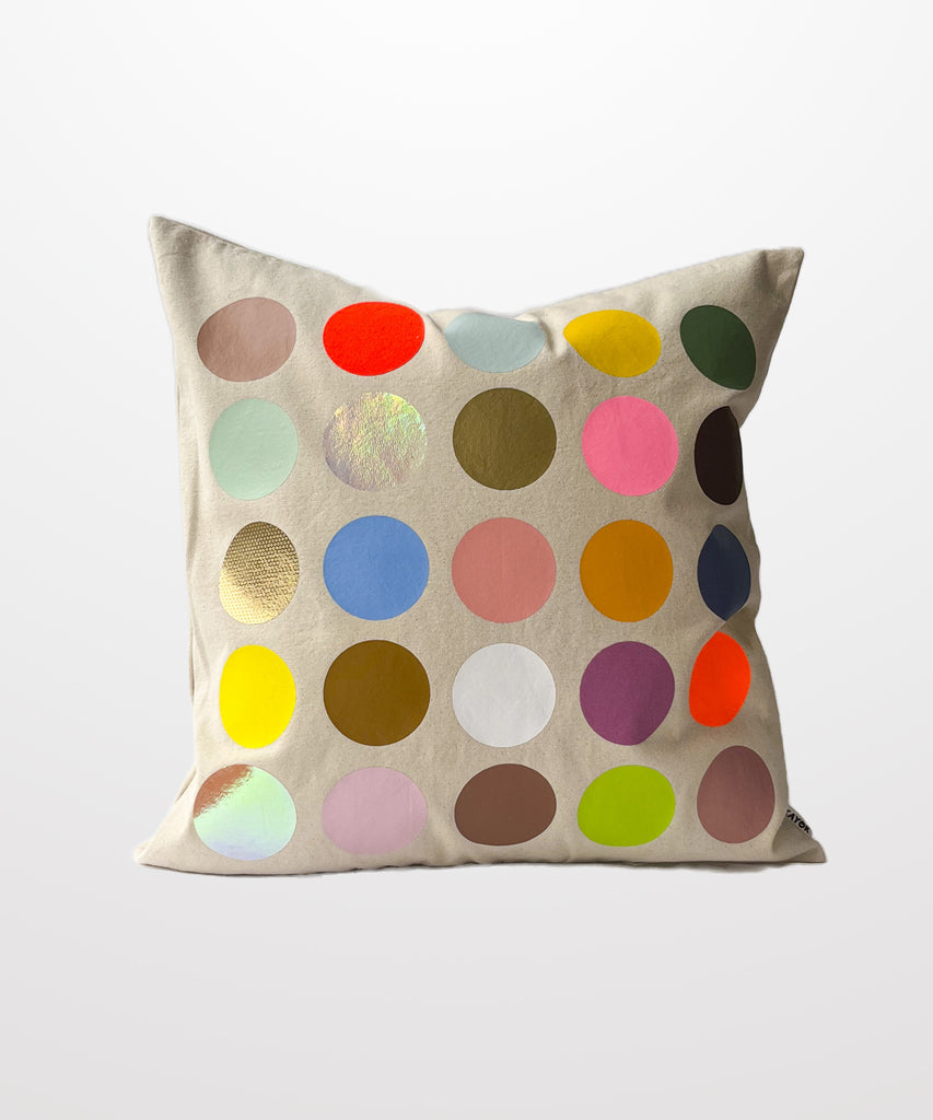 soft brights polka dot graphic natural cotton canvas pillow