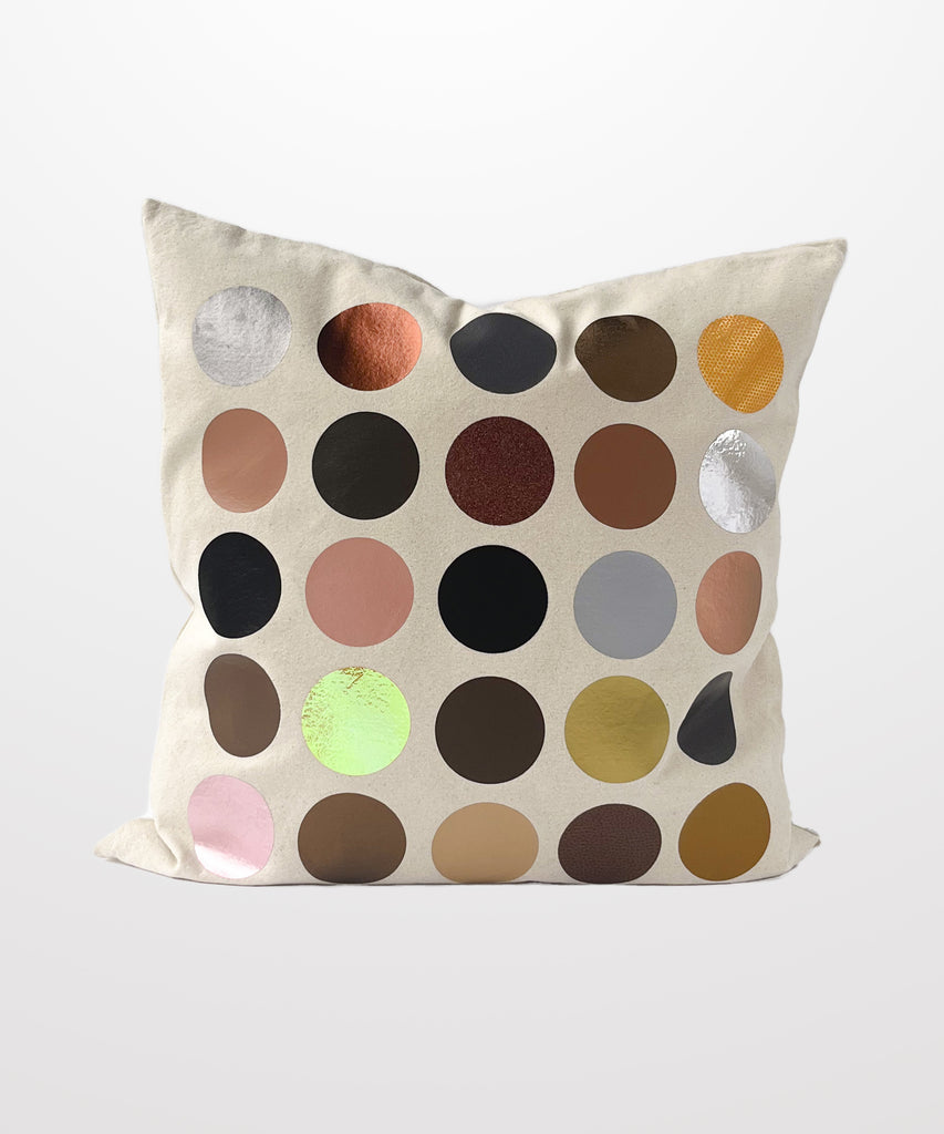 neutrals polka dot graphic natural cotton canvas pillow