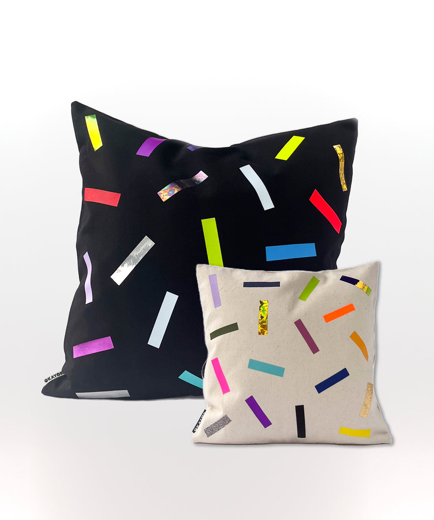 colourful confetti graphic natural cotton canvas pillows