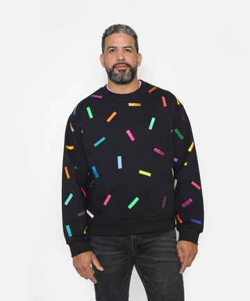 oversized unisex sweatshirt confetti print black