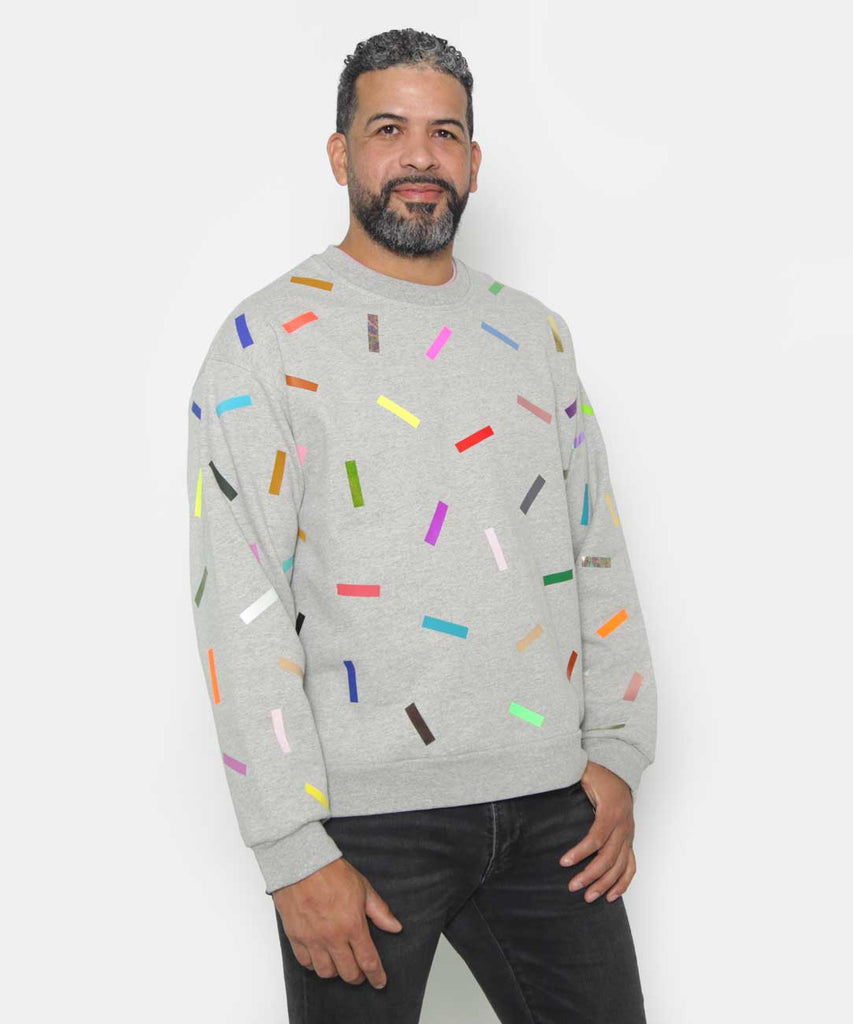 oversized unisex sweatshirt confetti print grey