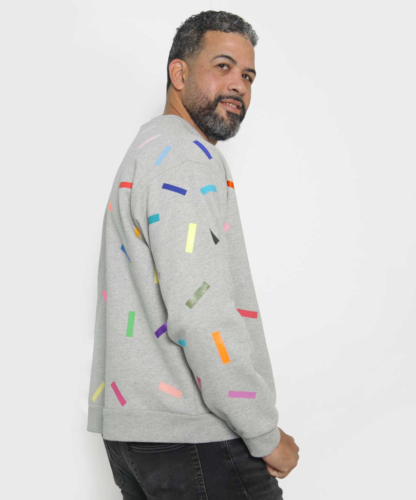 oversized unisex sweatshirt confetti print grey