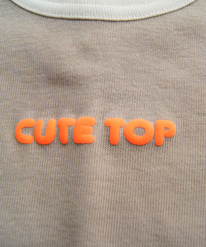cotton rib cute top t-shirt sand