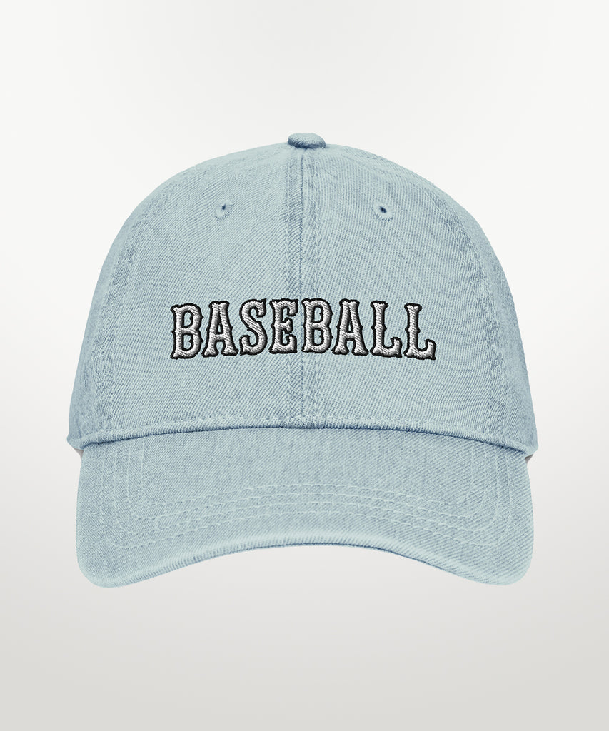 cotton denim embroidered baseball hat light blue