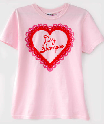 Unisex t-shirt dry shampoo heart print pink