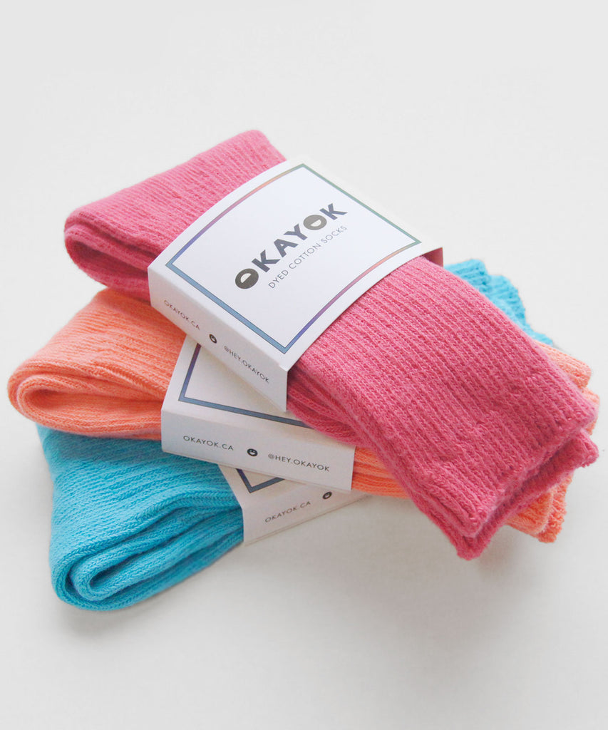 Dyed cotton sock three pack brights