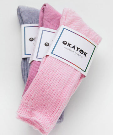 Dyed cotton sock three pack pastels