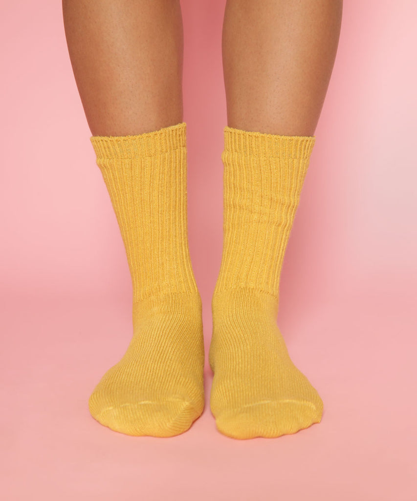 Dyed cotton socks mustard yellow