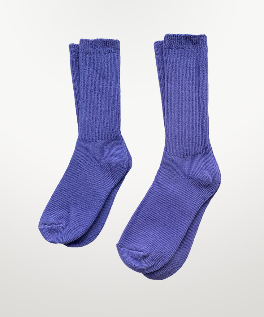 dyed cotton socks blue violet