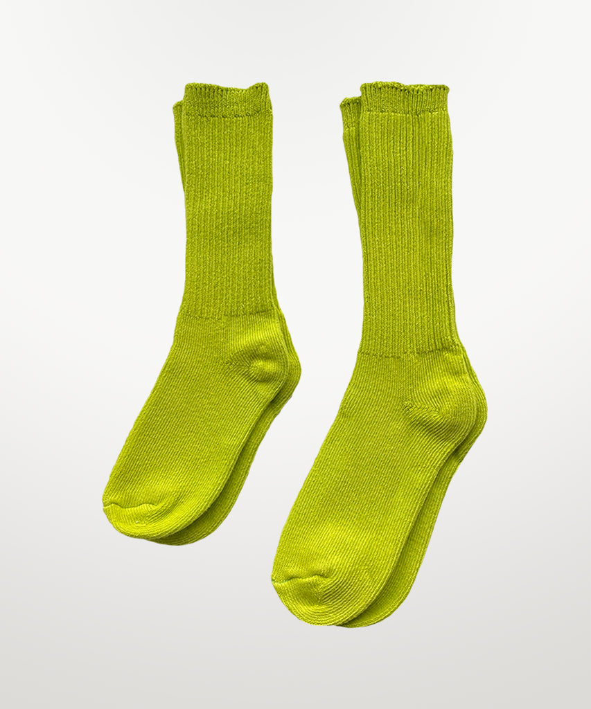 dyed cotton socks chartreuse green