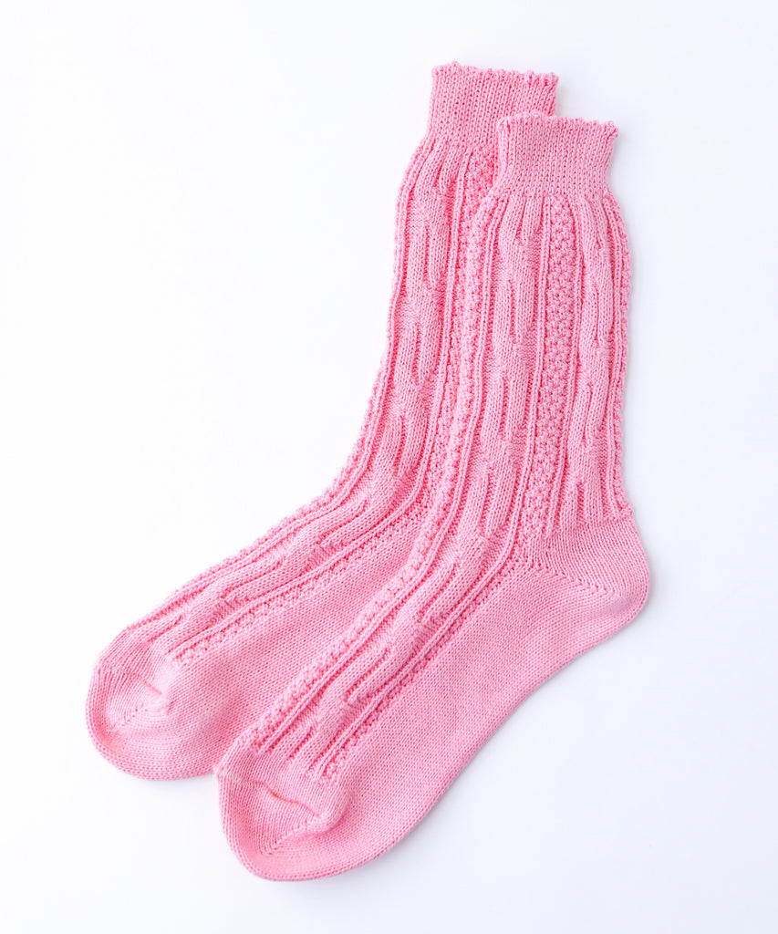 100% cotton socks with knit pattern in pink