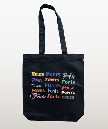 fonts graphic black cotton canvas mini tote bag