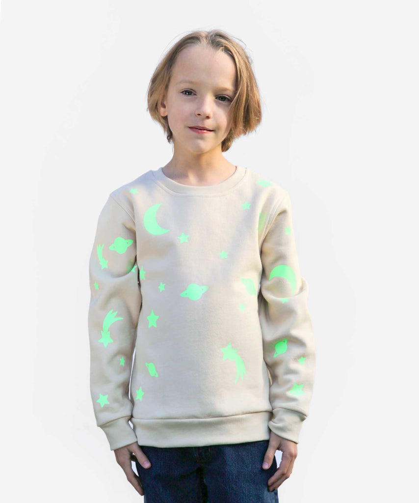 kids cotton sweatshirt drywall glow-in-the-dark stars