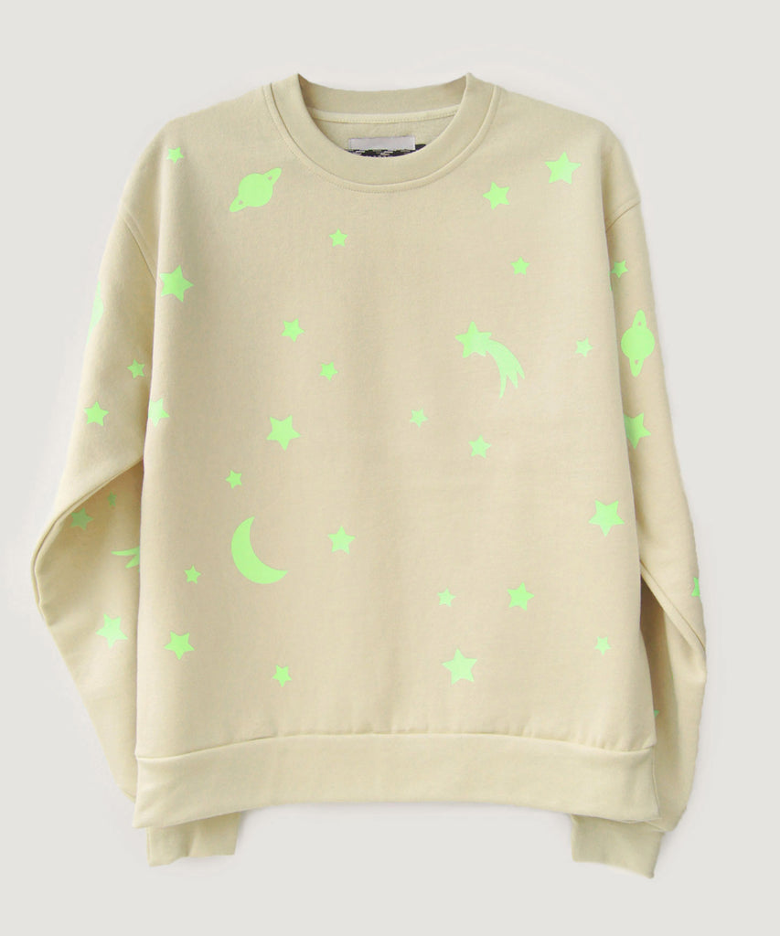 Drywall unisex cotton fleece sweatshirt glow-in-the-dark stars