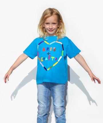 Sapphire blue cotton kids t-shirt Arts & Crafts graphic