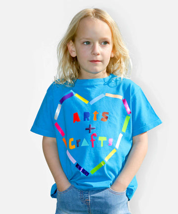 Sapphire blue cotton kids t-shirt Arts & Crafts graphic