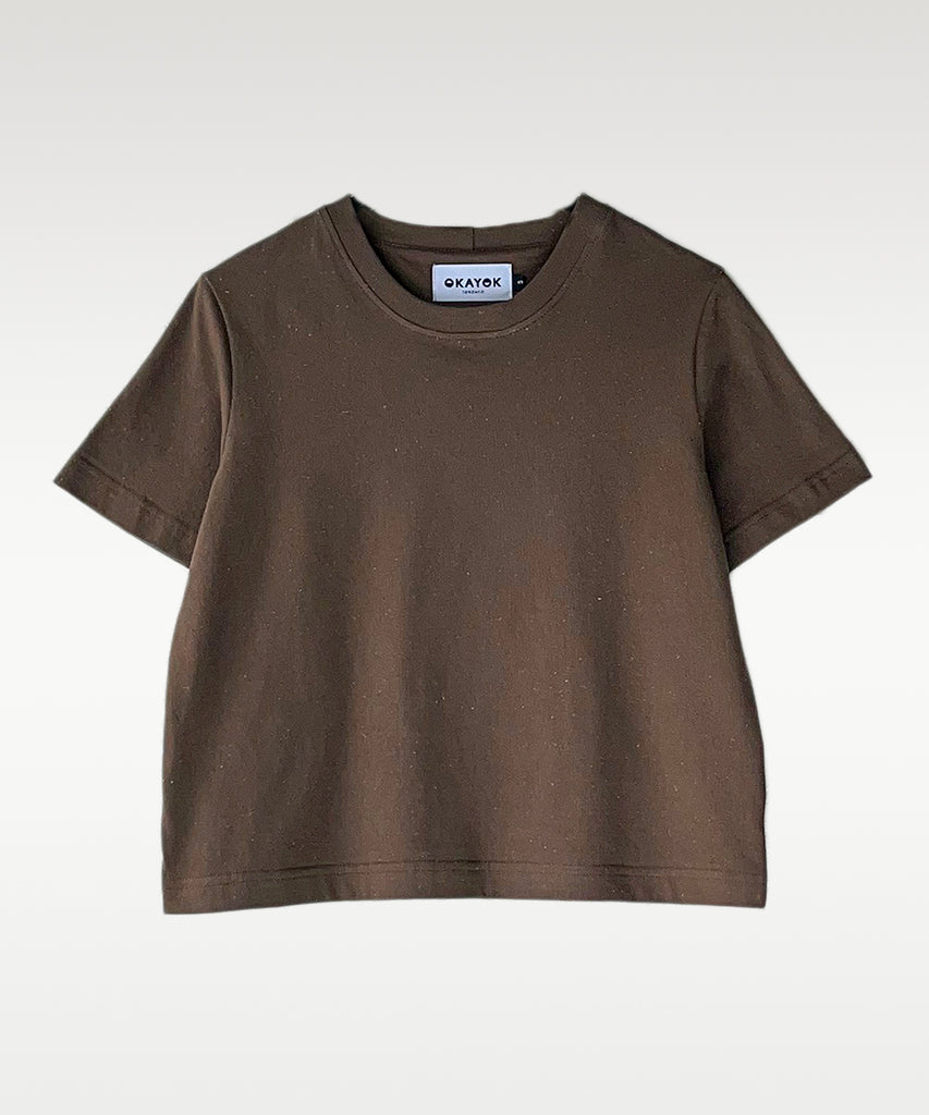boxy cotton basic t-shirt primary fleck brown