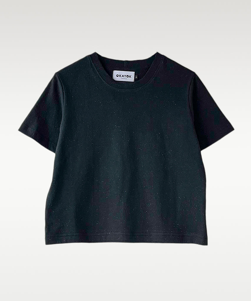 boxy cotton basic t-shirt primary fleck black