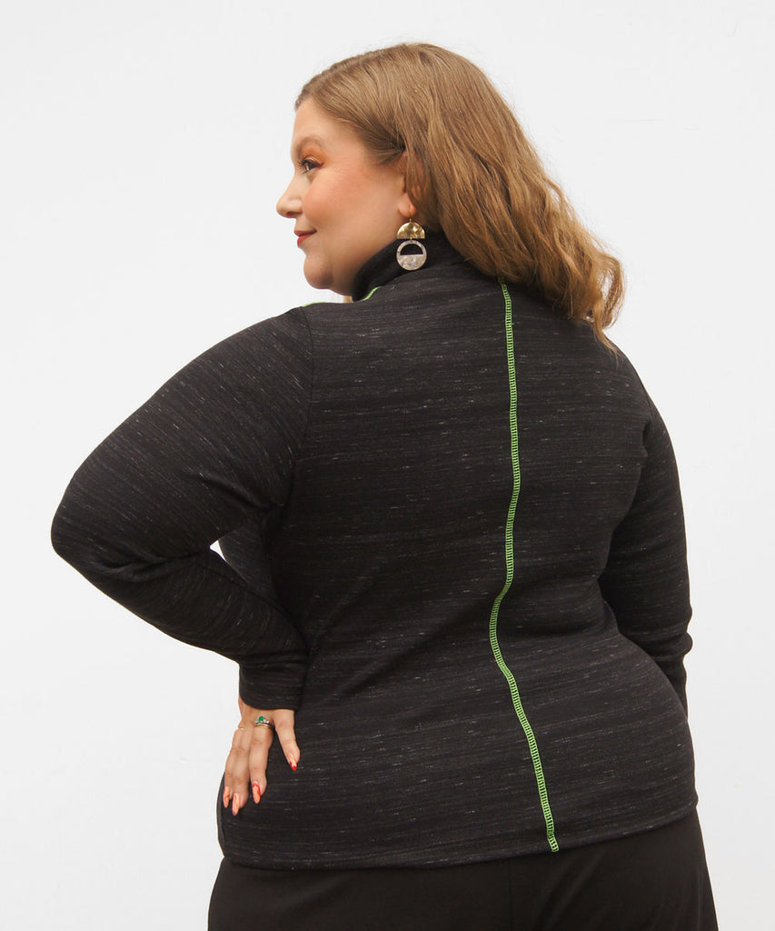 Myrtle turtleneck black marble rib knit