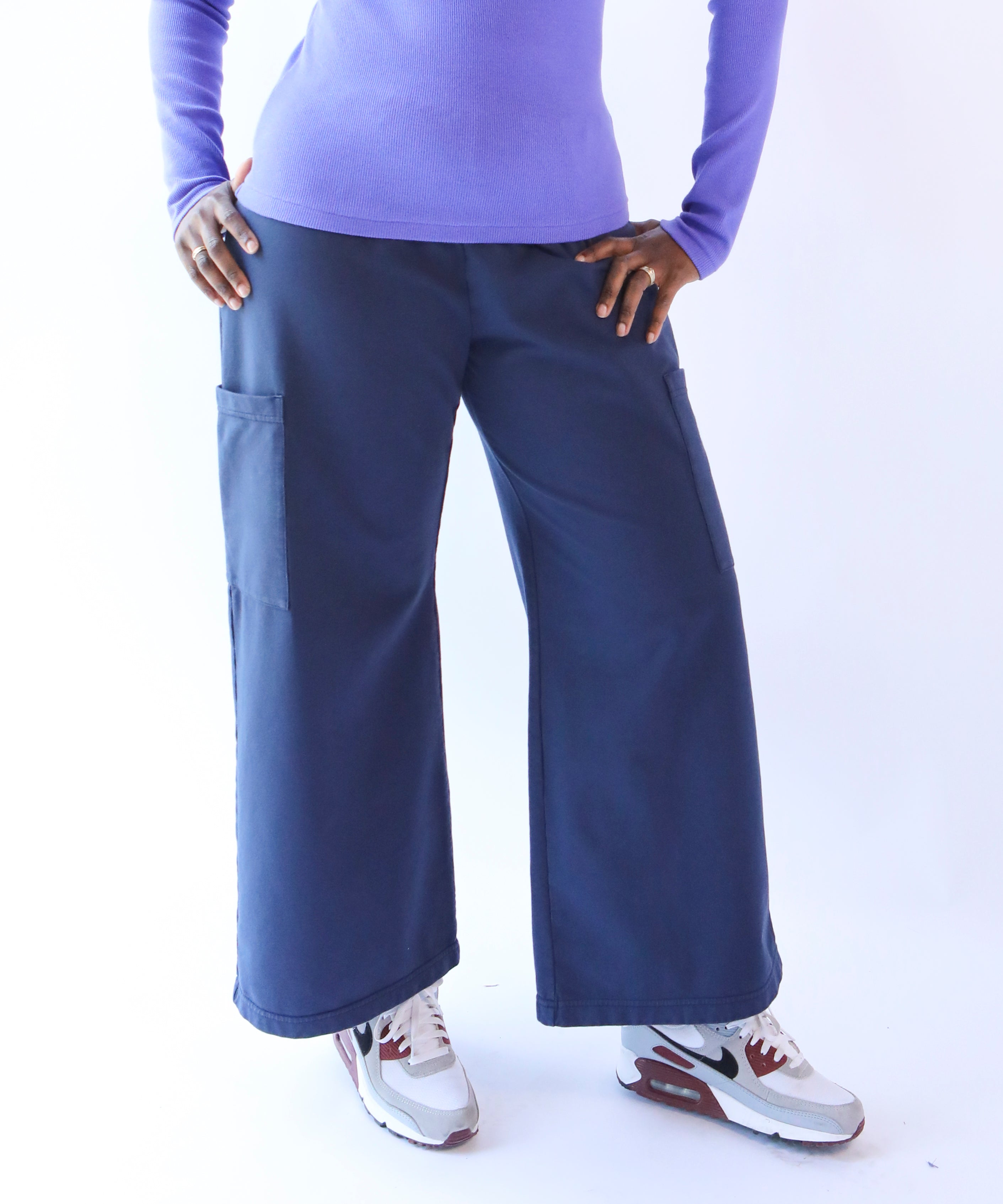 Cargo Pocket Coco Cotton Pants in Navy | Made in Canada – OKAYOK