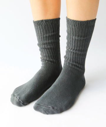 a pair of cotton socks in dark grey