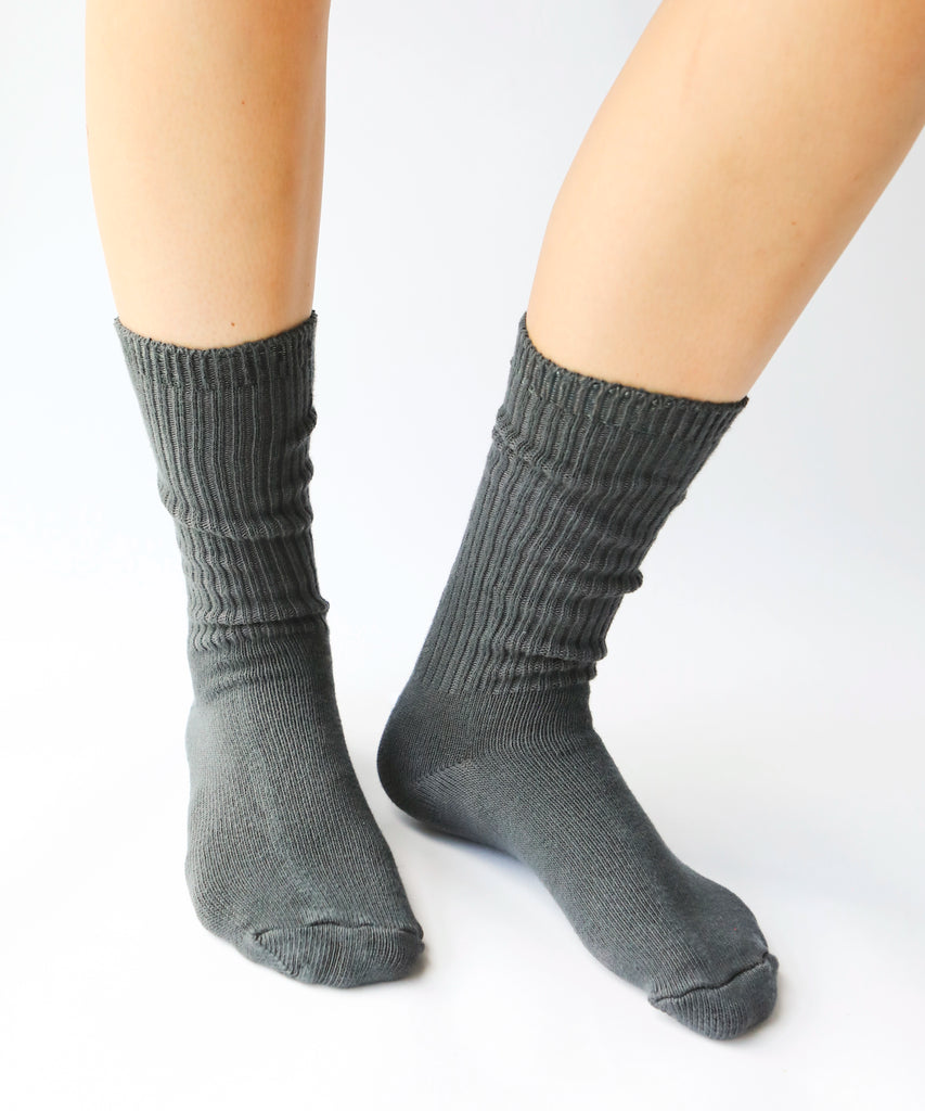 a pair of cotton socks in dark grey
