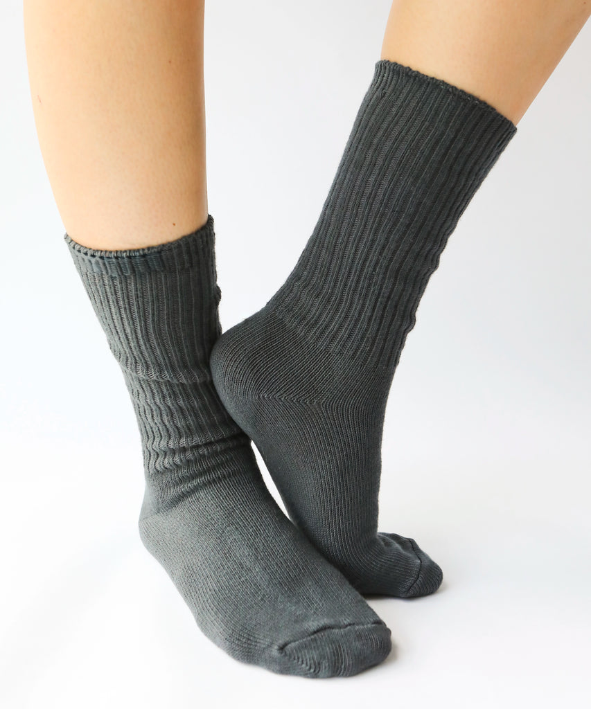 a pair of cotton socks in dark grey