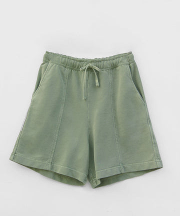 Sage green high rise french terry shorts