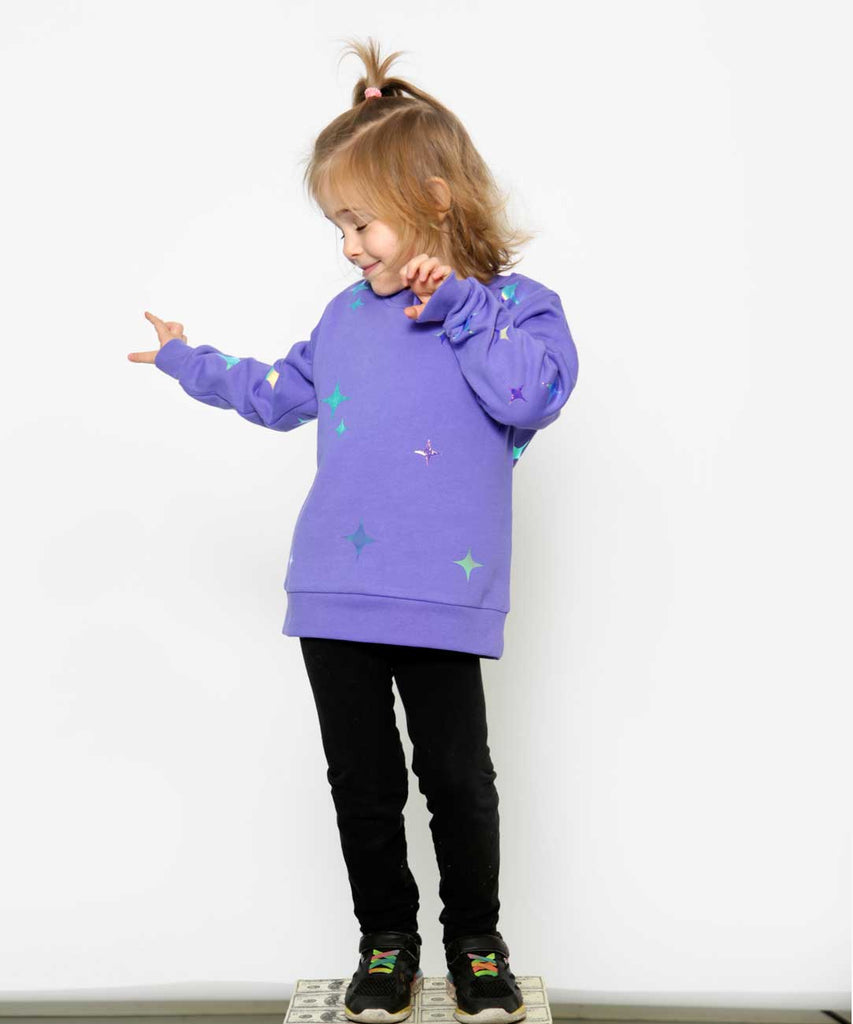 kids blue violet iridescent twinkle print sweatshirt
