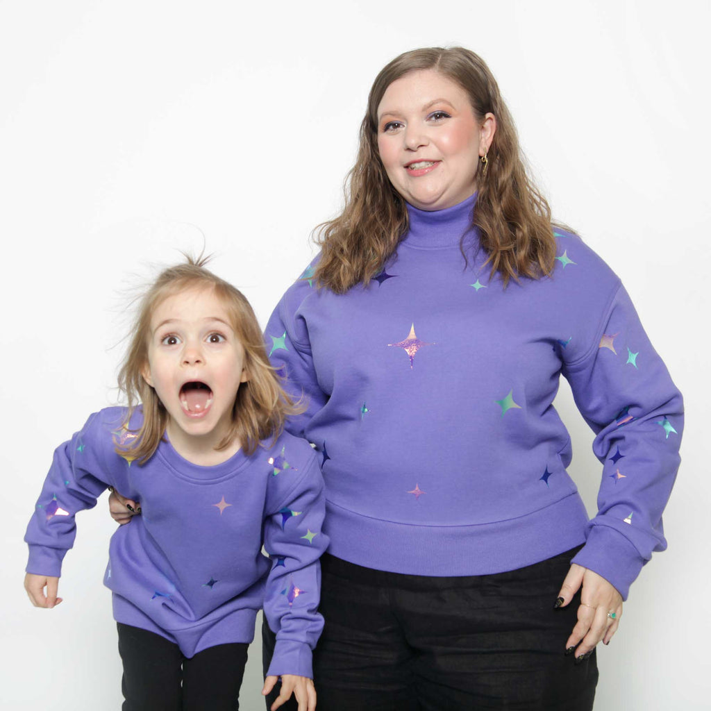 kids blue violet iridescent twinkle print sweatshirt