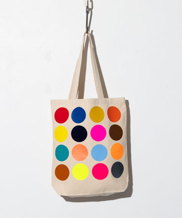 Polka dot cotton canvas tote bag natural